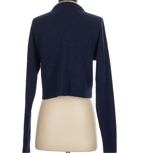 Reformation Beckie Cashmere Sweater Navy Blue Collared Preppy Soft Pull Over XS - Picture 4 of 6
